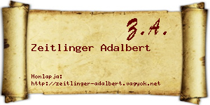 Zeitlinger Adalbert névjegykártya